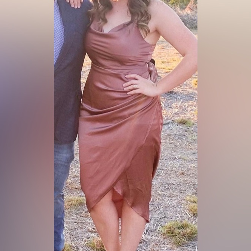 Fancy satin dress with slit